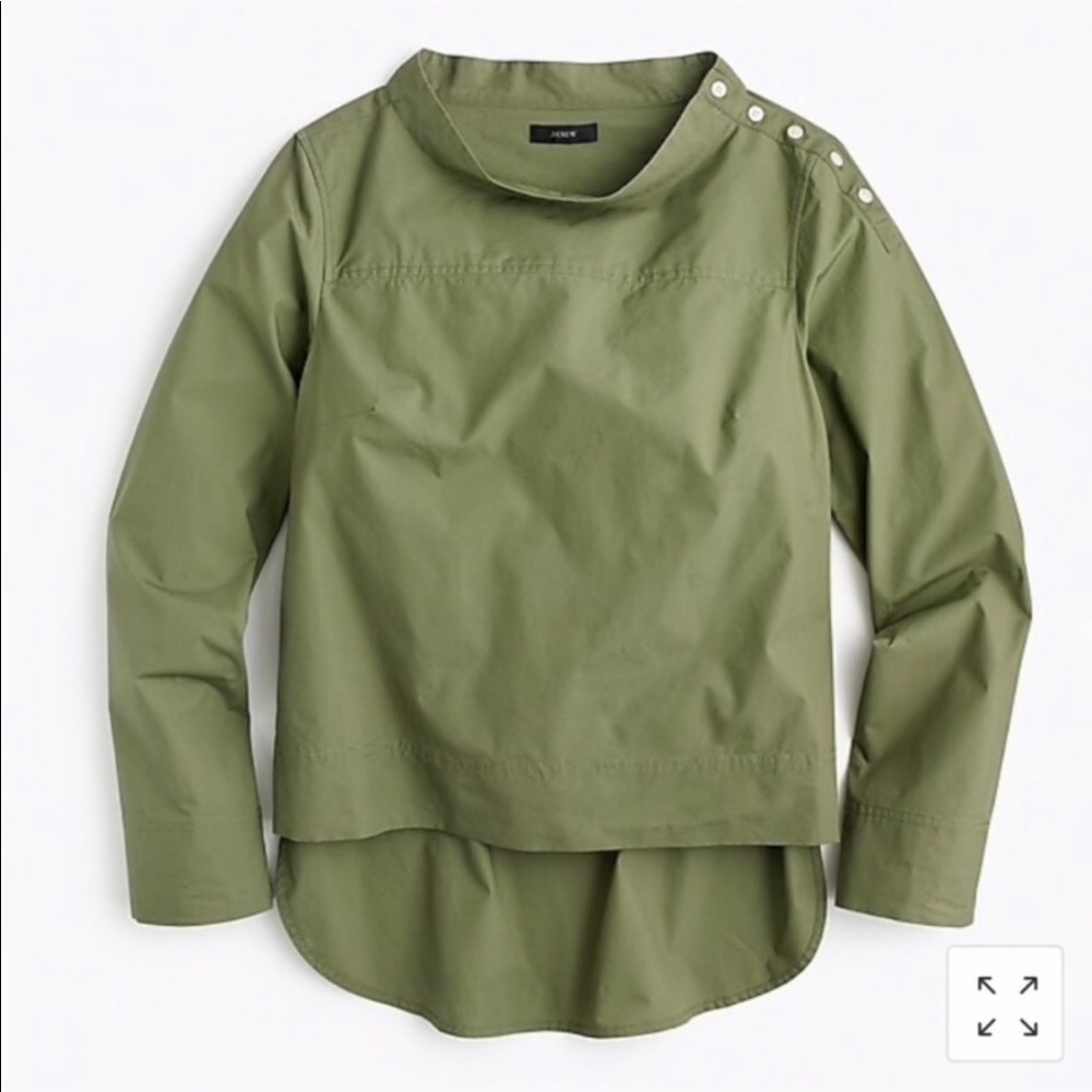 Jcrew Olive Green Funnelneck Long Sleeved Shirt